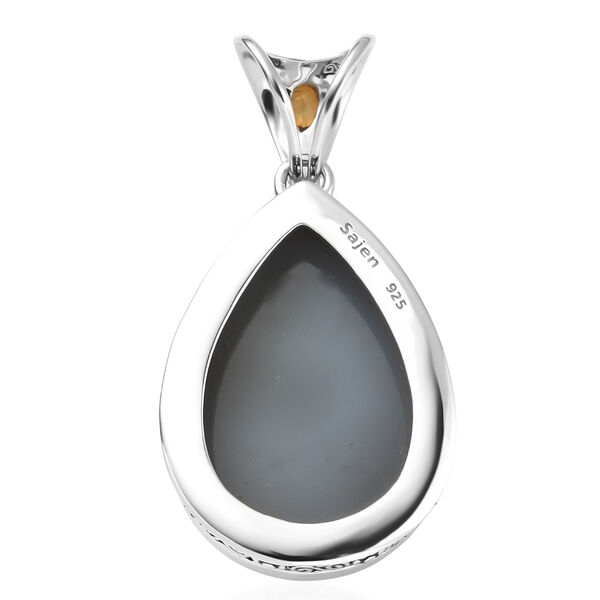 Sajen Silber-Fenster Drusy Astral Leopard Gold, Regenbogen Champagner mystischer Quartz Anh&auml;nger 925 Silber rhodiniert ca. 45.70 ct image number 4