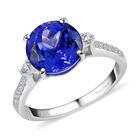 Rhapsody AAAA Tansanit, Weißer Diamant VS/EF Ring, AGI zertifiziert und geprüft 950 Platin (Größe 18.00) ca. 3.25 ct
