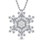 Weißer Zirkonia Schneeflocken-Anhänger mit Kette, Messing, ca. 2.50 ct