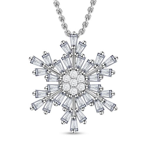 Weißer Zirkonia Schneeflocken-Anhänger mit Kette, Messing, ca. 2.50 ct image number 0