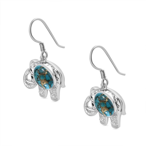 AAA blaue Mojave T&uuml;rkis und schwarze Spinell-Ohrringe - 5,73 ct. image number 4