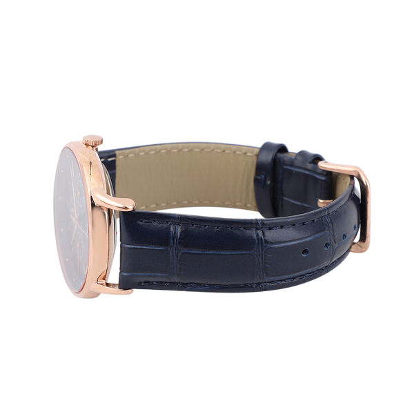 GENOA - Japanisches Uhrwerk, schwarzes Lederarmband image number 5