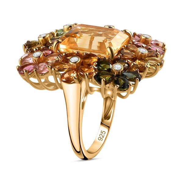 Citrin, Mehrfarbig-Turmalin Ring 925 Silber Gelbgold Vermeil (Gr&ouml;&szlig;e 21.00) ca. 12,48 ct image number 5