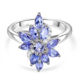 Tansanit Ring 925 Silber rhodiniert (Größe 18.00) ca. 1,75 ct