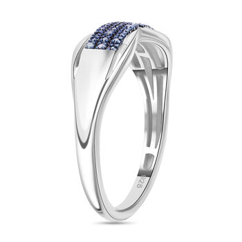 Blauer Diamant Ring, 925 Silber platiniert, (Gr&ouml;&szlig;e 18.00), ca. 0.15 ct