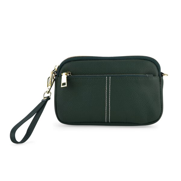 Echtleder Crossbody Tasche, 21x5x14cm, Dunkelgr&uuml;n image number 5