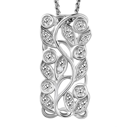 ALLORO platinierter Silber-Anhänger mit Diamantakzenten und 50cm Kette image number 0