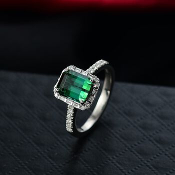 RHAPSODY AAAA Pirineu Lagoon Turmalin und Diamant Ring in 950 Platin - 3,03 ct.