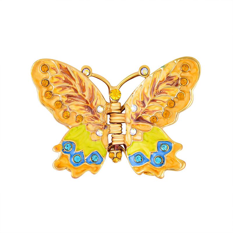Schmetterling Tablettendöschen mit Kristallen, emailliert, mehrfarbig, 7,5x2 cm, mehrfarbig image number 0