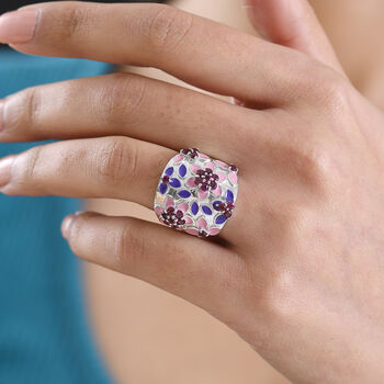 D'Joy AA Nat&uuml;rlicher Rhodolith Granat Ring 925 Silber rhodiniert (Gr&ouml;&szlig;e 17.00) ca. 1,66 ct