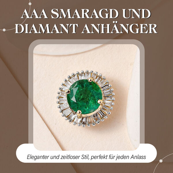 AAA Smaragd und Diamant Anh&auml;nger - 1,10 ct. image number 2