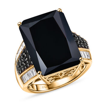 D'Joy schwarzer Spinell und Moissanit Ring - 23,26 ct.