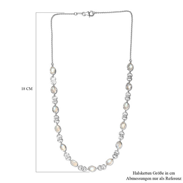 Regenbogen Mondstein-Halskette, ca. 45 cm, 925 Silber platiniert, ca. 12,48 ct image number 7