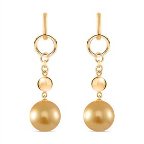 Goldene Muschelkernperle Ohrringe 925 Silber 750 Gelbgold Vermeil