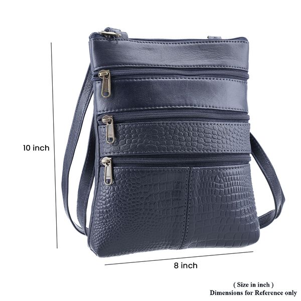 2er-Set 100% Echtleder Reisetasche und Crossbody Tasche mit Kroko-Pr&auml;gung image number 9