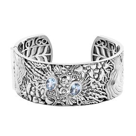 Royal Bali Kollektion- Himmelblauer Topas Armreif 19 cm- 2,90 ct.