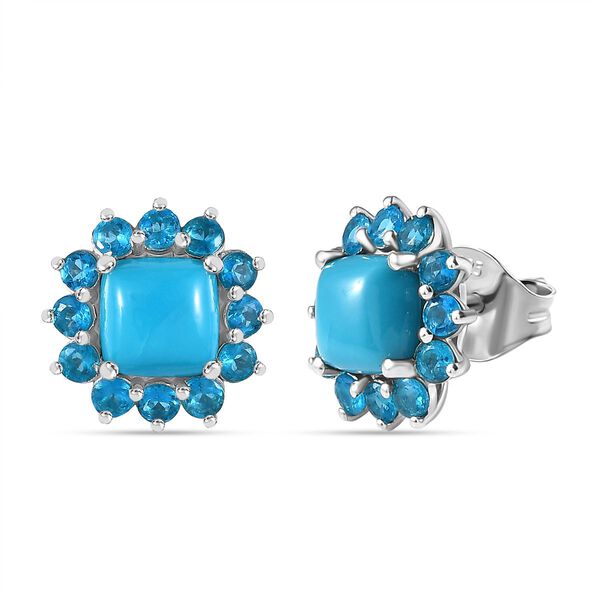 AA Sleeping Beauty T&uuml;rkis und Neon Apatit Ohrringe - 4,96 ct.