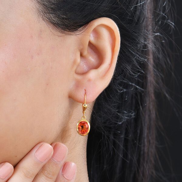 Padparadscha Quarz Triplette Ohrringe 925 Silber 750 Gelbgold Vermeil ca. 4.12 ct image number 3