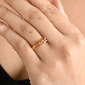 D'Joy AA Goldener Saphir, Wei&szlig;er Diamant Ring 925 Silber 750 Gelb Vergoldet (Gr&ouml;&szlig;e 19.00) ca. 1,24 ct