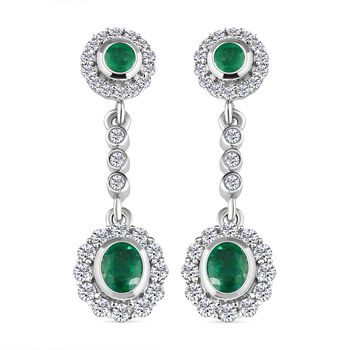 Kagem sambische Smaragd-Ohrringe, 925 Silber platiniert ca. 2.19 ct