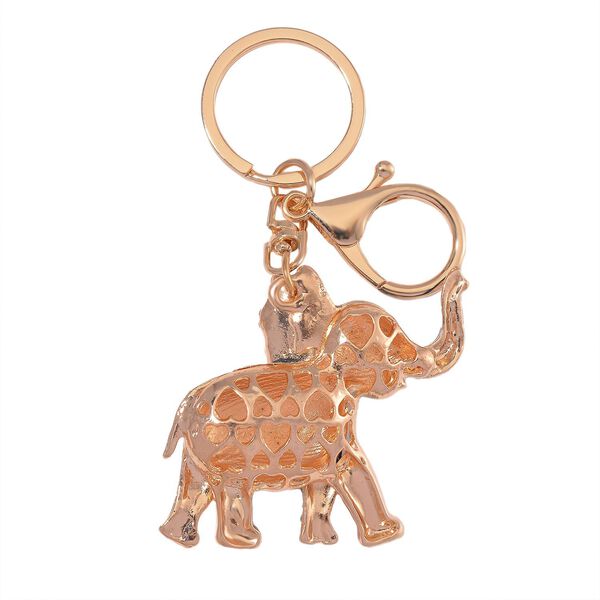2er Set - Mehrfarbiger Kristall, Elefant-Set: Schl&uuml;sselanh&auml;nger und Spiegel, emailliert, goldfarben image number 7