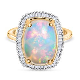 AAA natürlicher, äthiopischer Welo Opal und Diamant-Ring - 4,62 ct.
