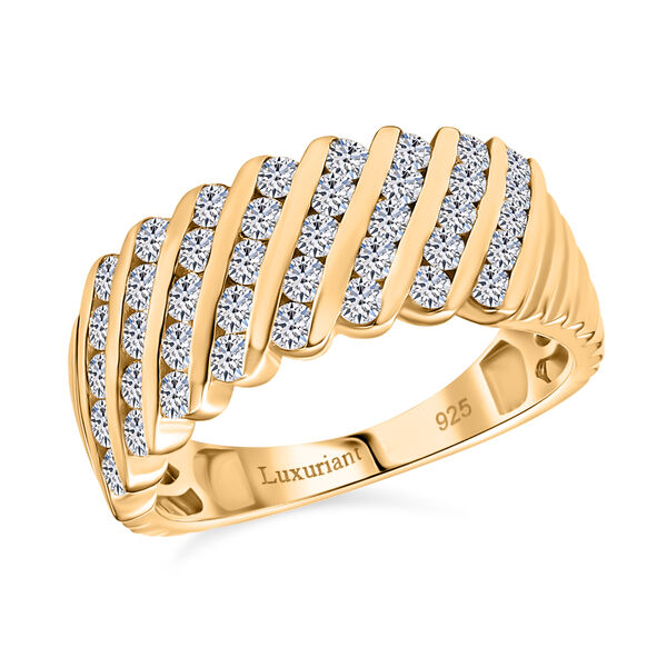 LUXURIANT SGL zertifizierter VS-EF Labor Diamant Ring, 925 Silber 750 Gelbgold Vermeil - 1 ct. image number 4