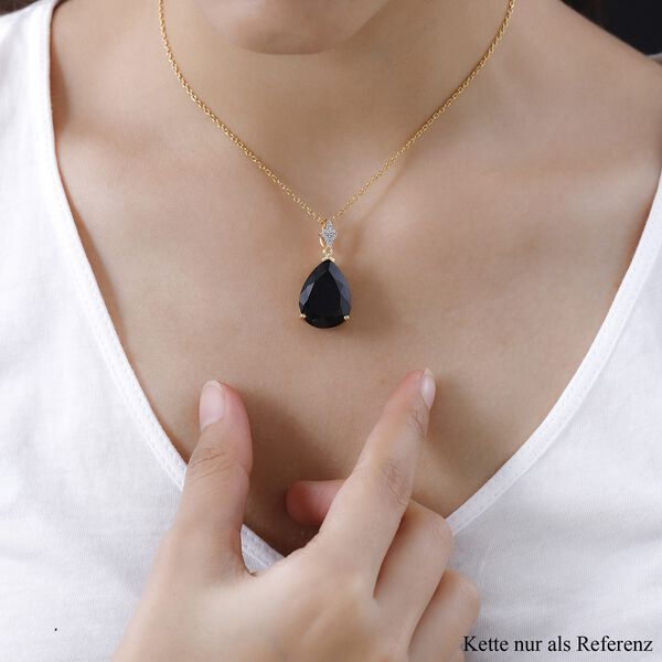 Schwarzer Turmalin und wei&szlig;er Zirkon Anh&auml;nger, 925 Silber vergoldet ca. 18,17 ct image number 2