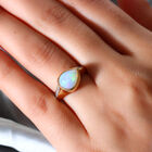 Natürlicher, äthiopischer Opal und Zirkon-Ring, 925 Silber Gelbgold Vermeil  ca. 1,76 ct image number 2