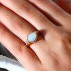 Natürlicher, äthiopischer Opal und Zirkon-Ring in Silber image number 2