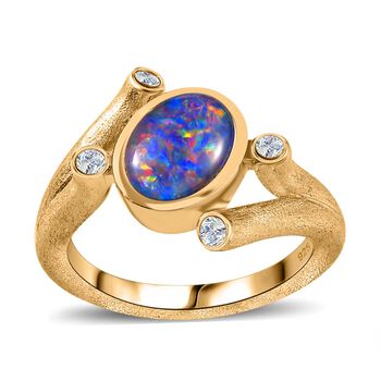 Boulder Opal Triplett und Zirkon Ring - 1,56 ct.