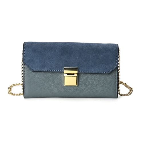 100% Echtleder Clutch mit RFID Schutz, Blau image number 0