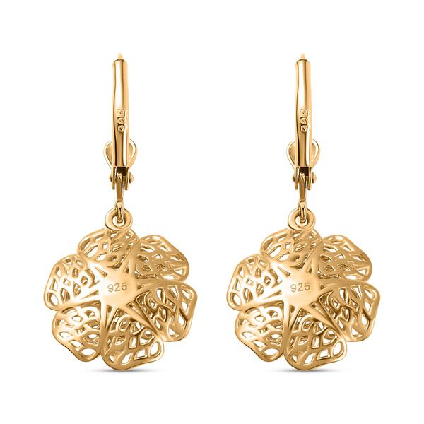 Florale Moissanit-Ohrringe, 925 Silber 750 Gelbgold Vermeil - 0,64 ct. image number 5