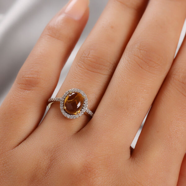 Citrin und Zirkon-Ring, 925 Silber vergoldet  ca. 2,16 ct image number 3