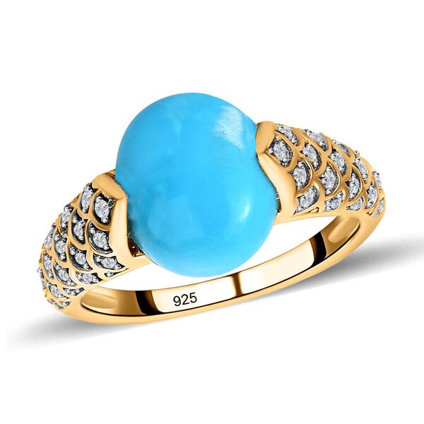 Amerikanischer, nat&uuml;rlicher Sleeping Beauty T&uuml;rkis, und Zirkon-Ring - 4,02 ct. image number 4