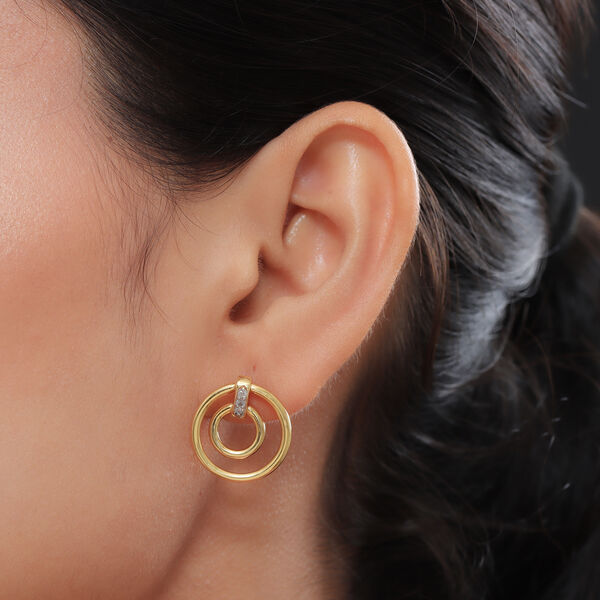 Diamant-Ohrringe, 925 Silber Gelbgold Vermeil ca. 0,10 ct image number 3