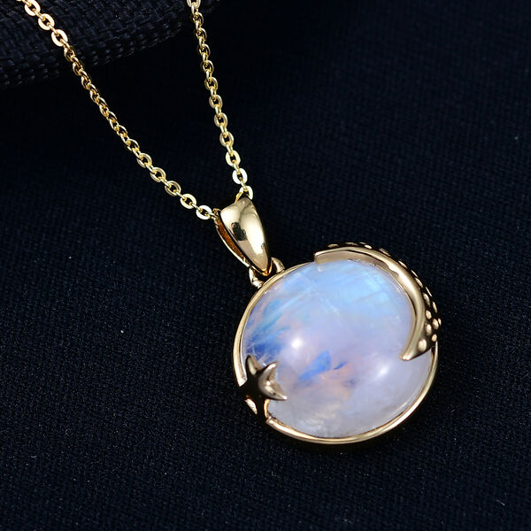 D'Joy AA Regenbogen Mondstein Anh&auml;nger mit 50cm Kette - 11,65 ct. image number 2