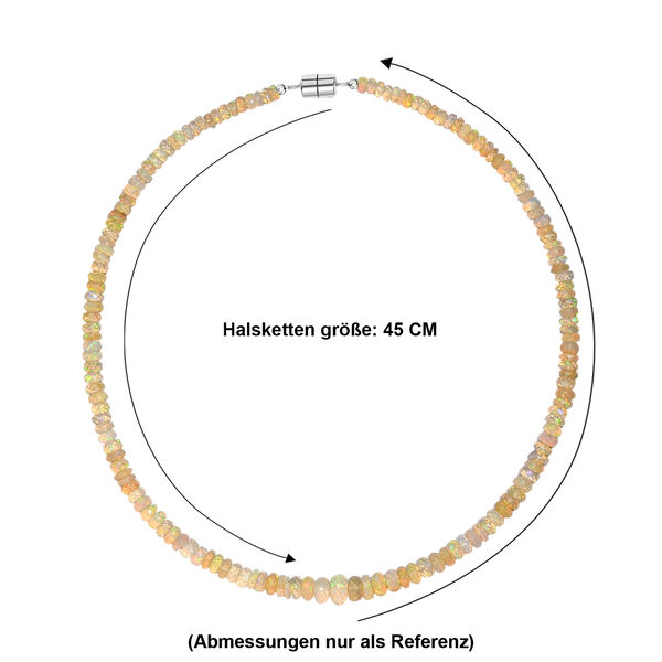 D'Joy AAA Nat&uuml;rlicher, &auml;thiopischer Welo Opal Halskette ca. 45 cm 925 Silber Rhodiniert ca. 78,00 ct. image number 5