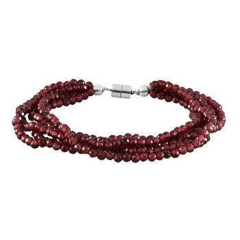 Rotes Granat-Armband, ca. 19 cm, Edelstahl, ca. 73,94 ct