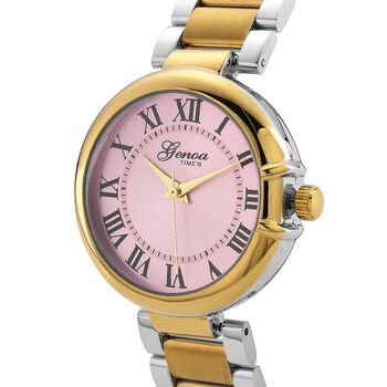 GENOA - Uhr mit Automatikwerk Dandong und Zifferblatt in Ros&eacute;rosa, luxuri&ouml;ses Design, bicolor