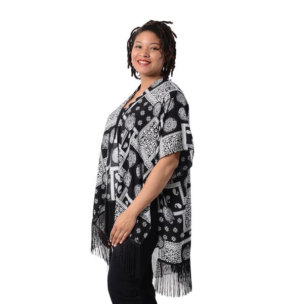 Kimono mit Quasten, Einheitsgröße Schwarz image number 3