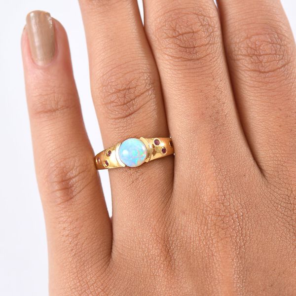 D'Joy AA Nat&uuml;rlicher, &auml;thiopischer Welo Opal und Rubellit Ring - 1 ct. image number 3