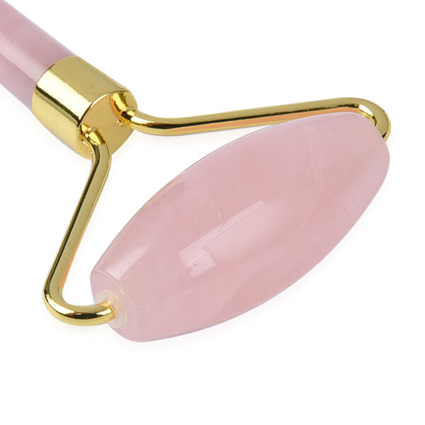 Rosenquarz Roller, Gesichts Massageger&auml;t, Gr&ouml;&szlig;e 14,5x5,5 cm image number 2