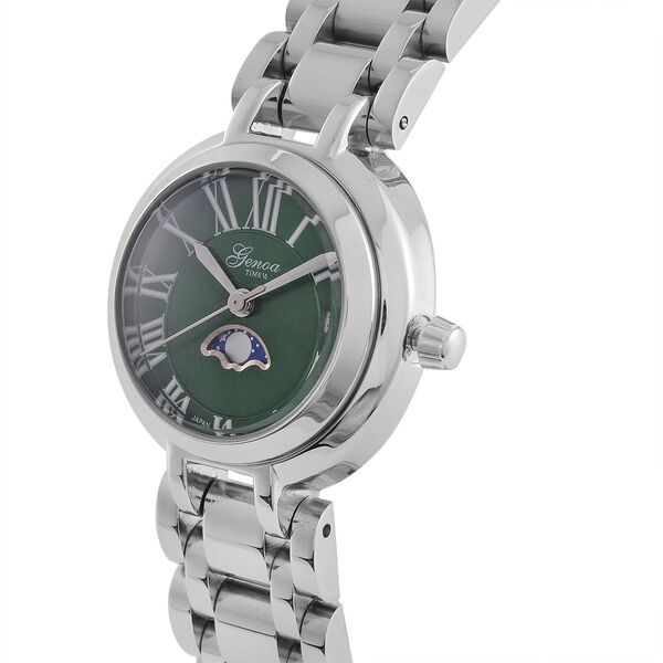 GENOA - Japanischem Uhrwerk und grünem Sonnenschliff-Zifferblatt, Reiner Edelstahl, 20 cm image number 4