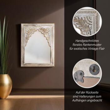 NAKKASHI - handgefertigter Wandspiegel aus Mangoholz, 61 x 45 cm