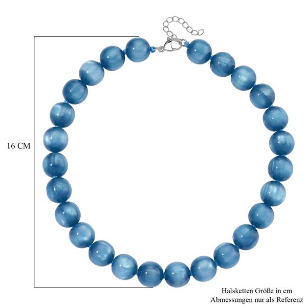 Simulierte Apatit blaue Katzenauge Halskette, 45+5cm - 340 ct. image number 6