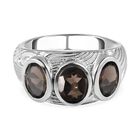 Rauchquarz Ring, Messing platiniert (Größe 17.00) ca. 2.14 ct