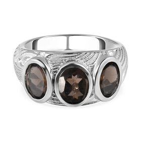 Rauchquarz Ring, Messing platiniert, ca. 2,14 ct