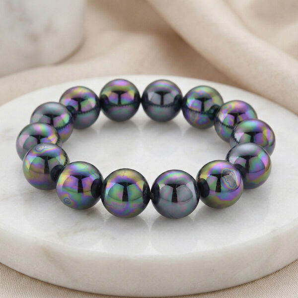 Pfau Muschelkernperle (15-17 mm) Armband flexibles (18.00-19.00 cm) image number 2