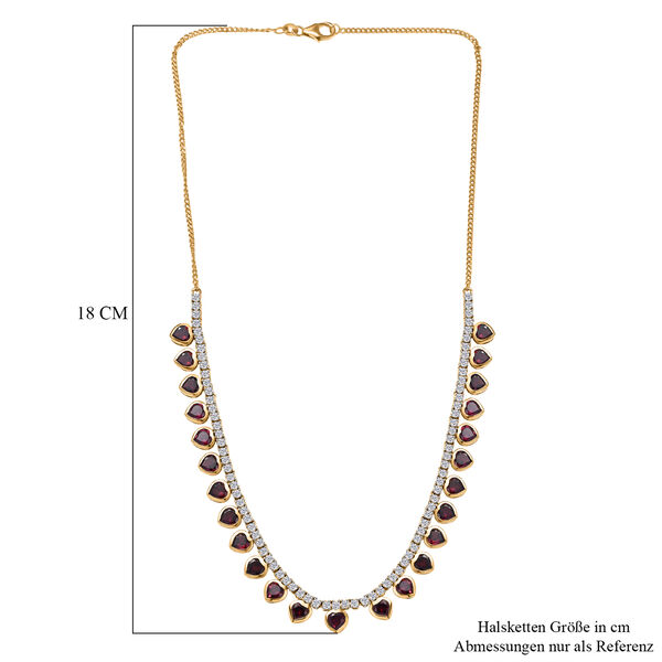 D'Joy AA Nat&uuml;rlicher Rhodolith Granat, Wei&szlig;er Zirkon Halskette ca. 45 cm 925 Silber 750 Gelbgold Vermeil ca. 19,12 ct. image number 5